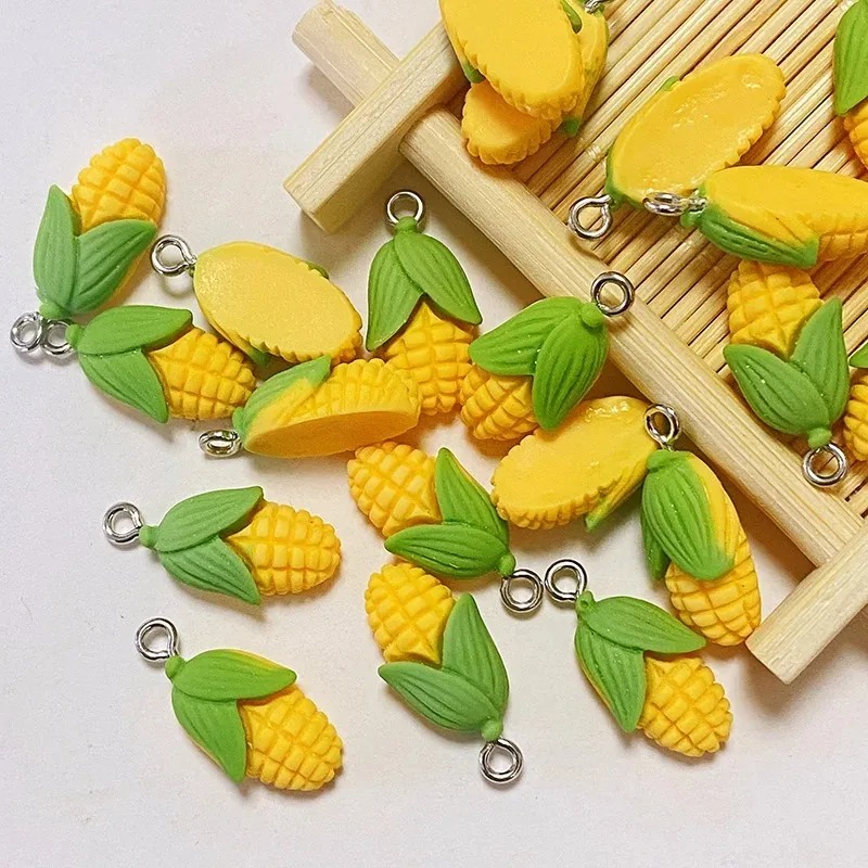 Resin Art Earrings - 20Pcs Funny Mini Corn Vegetable Resin
