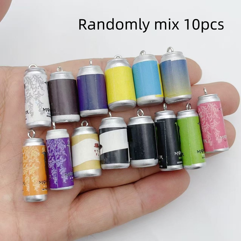 Resin Art Earrings - 10Pcs Mini Simulation Beverage Can Resin