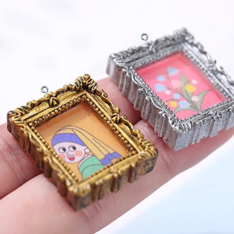 Resin Art Earrings - 10Pcs Flatback Cabochon Vintage Resin Photo