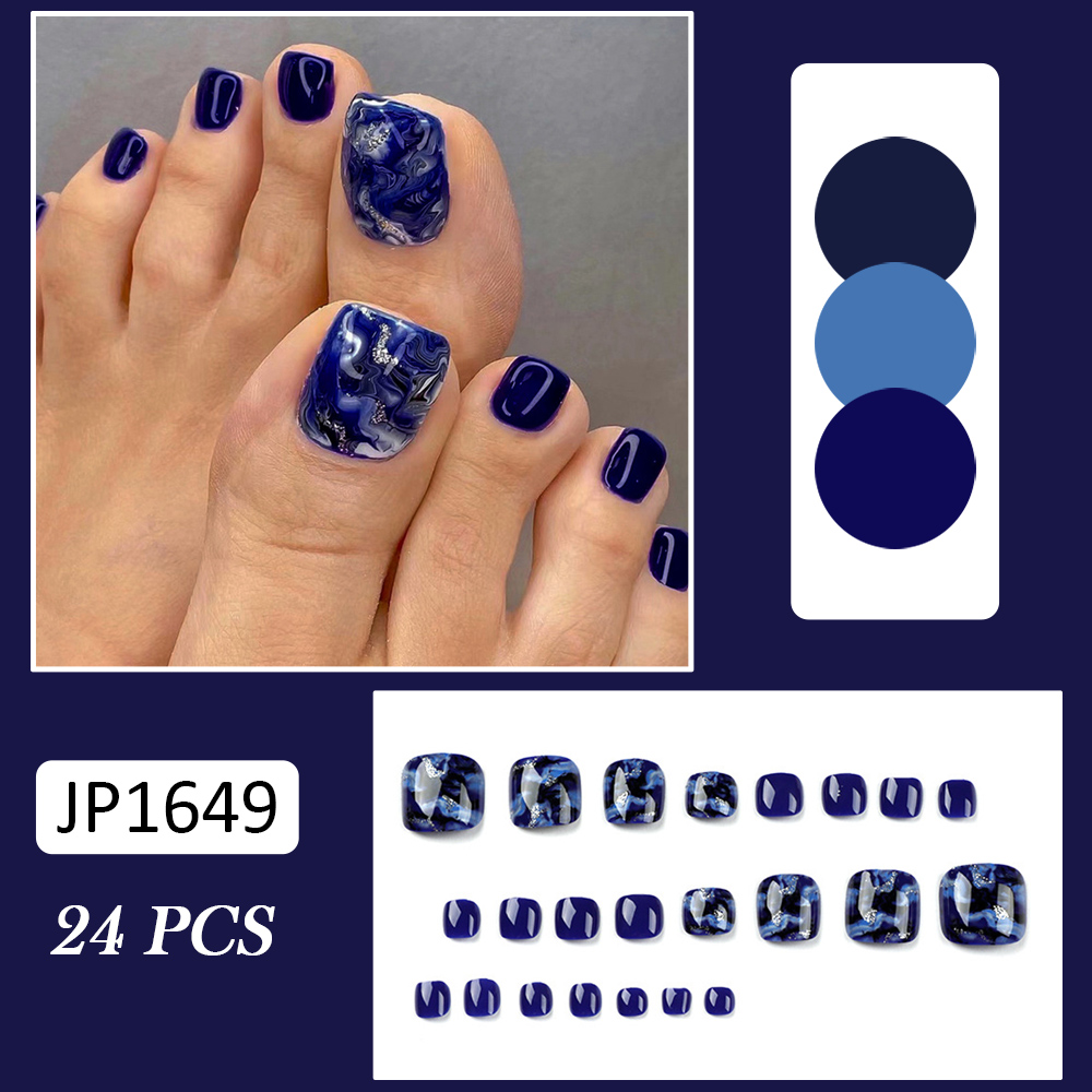 24pcs Glossy Blue False Toenai - огляд і ціна Resin Art Glitter
