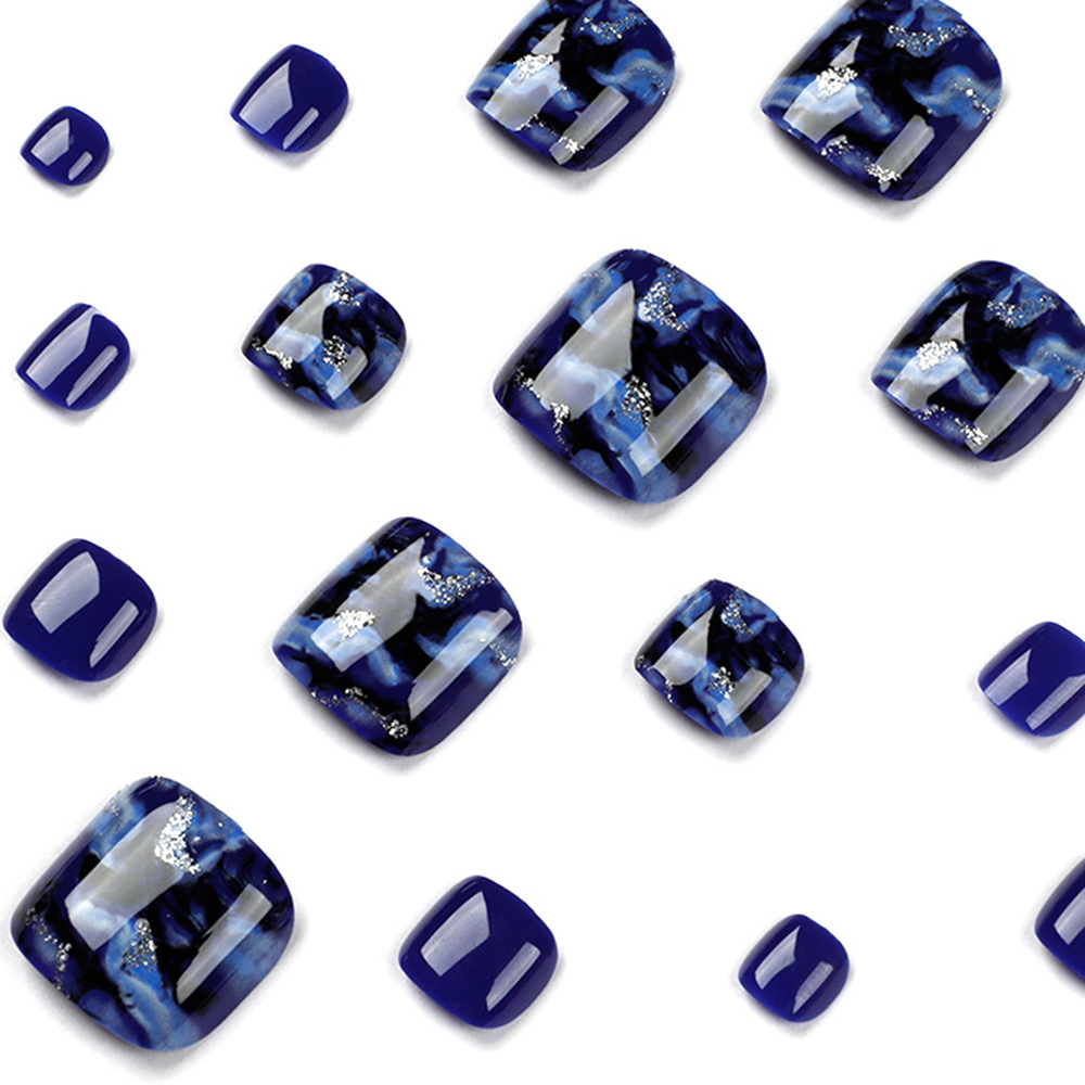24pcs Glossy Blue False Toenai - огляд і ціна Resin Art Glitter