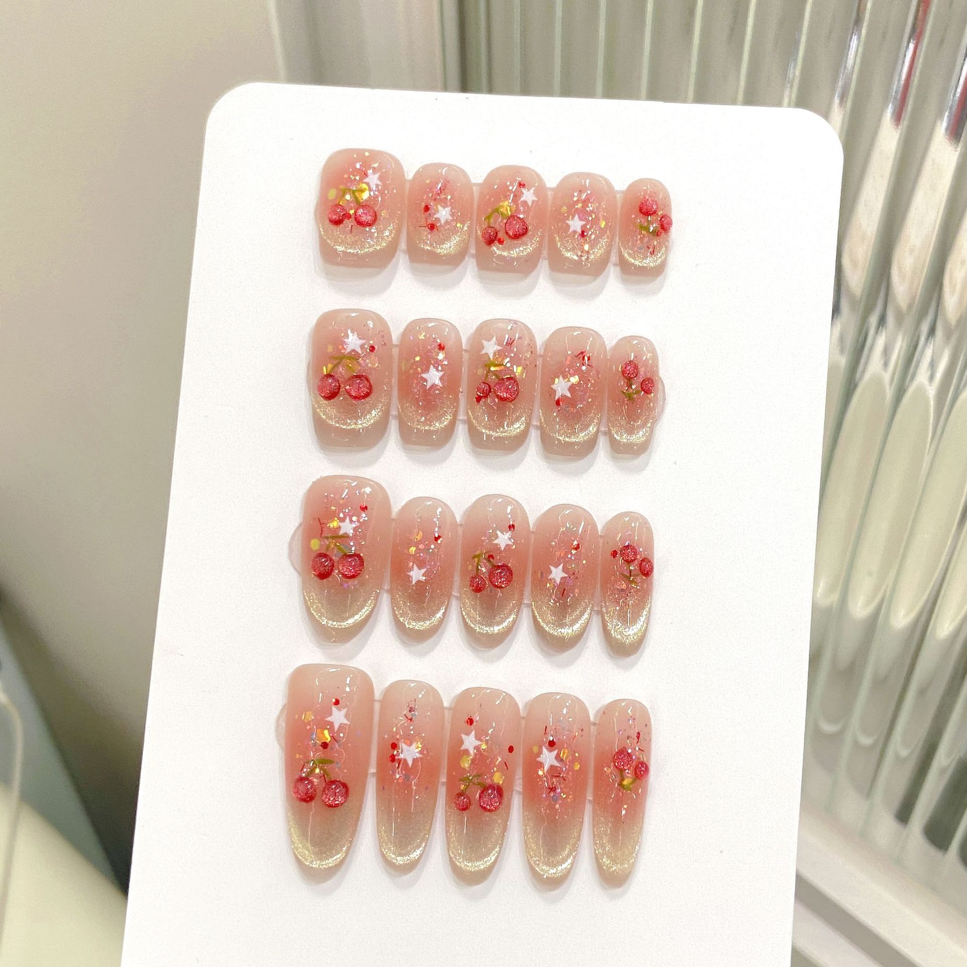 10pcs Sweet Cherry Press On Na - огляд і ціна Resin Art Glitter