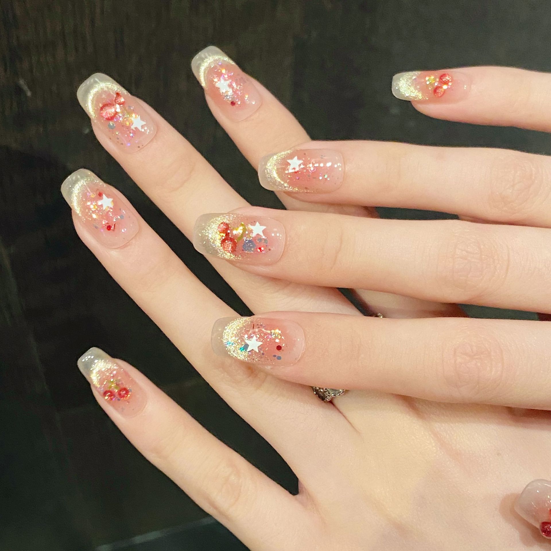 10pcs Sweet Cherry Press On Na - огляд і ціна Resin Art Glitter