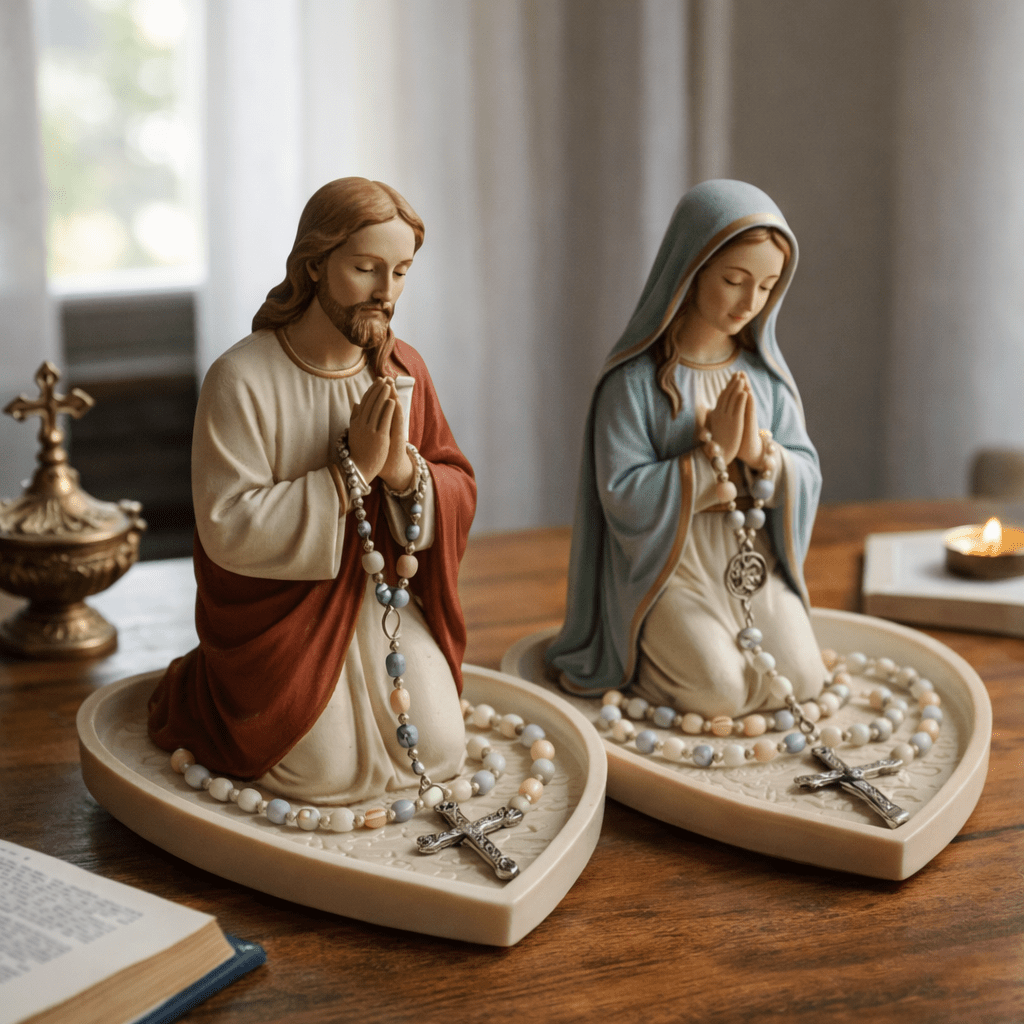 Jesus Virgin Mary Praying Stat - огляд і ціна Resin Art Tray