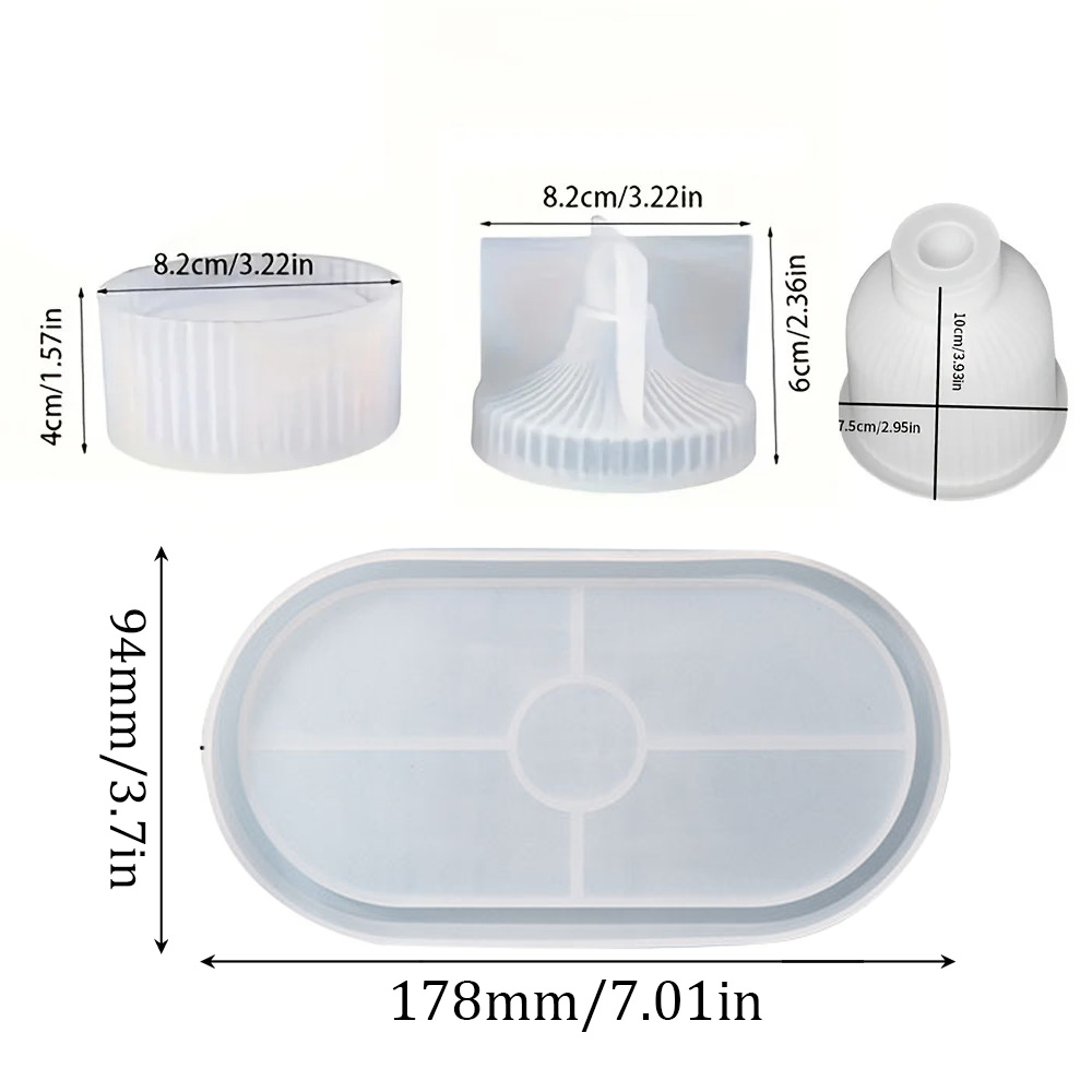 4pcs Silicone Molds Oval Tray  - огляд і ціна Resin Art Tray