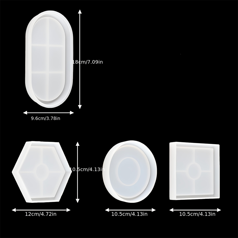 4pcs/Set Storage Tray Coaster  - огляд і ціна Resin Art Tray