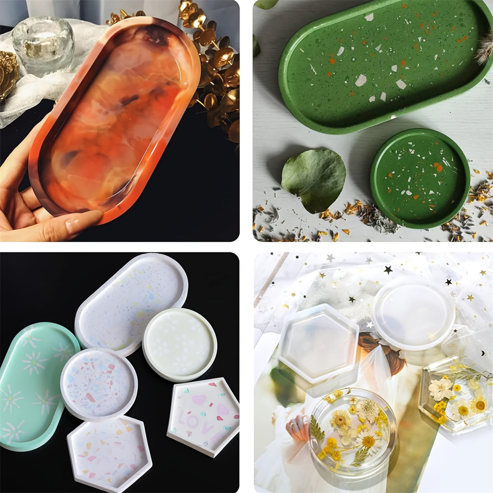 4pcs/Set Storage Tray Coaster  - огляд і ціна Resin Art Tray
