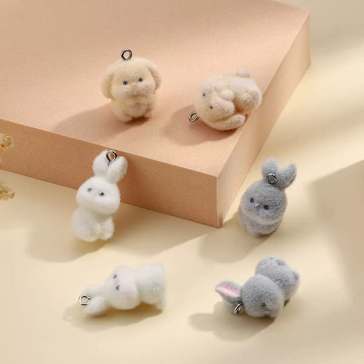 10pcs Flocking Little Rabbit R - огляд і ціна Resin Art Earrings