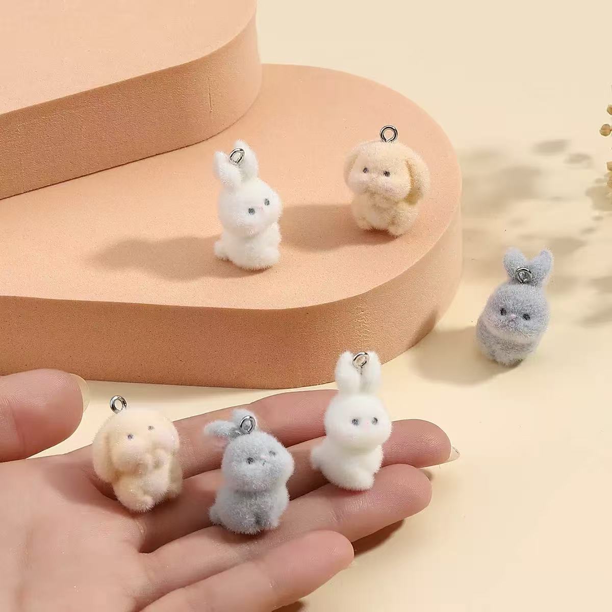 10pcs Flocking Little Rabbit R - огляд і ціна Resin Art Earrings